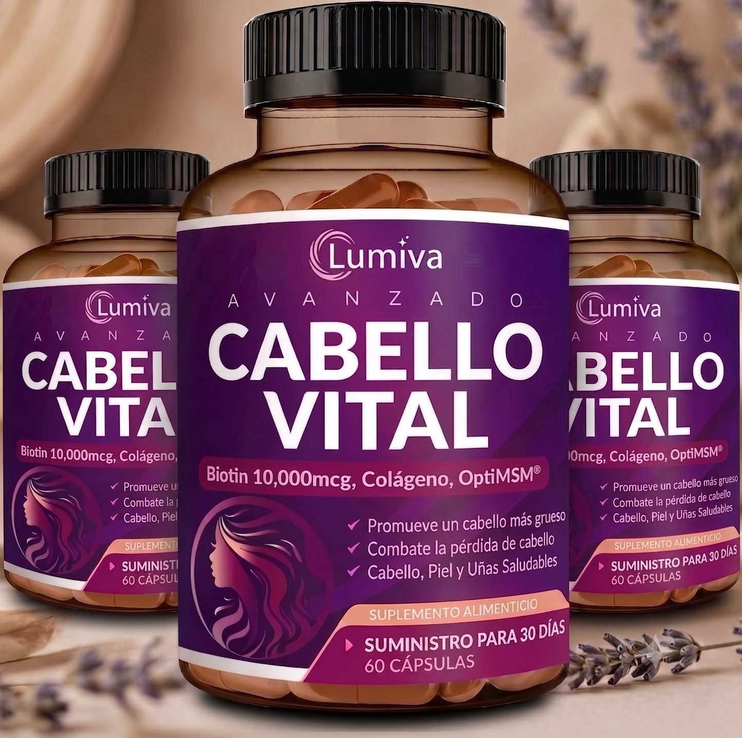 Lumiva Cabello Vital — Biotina 10.000mcg + Colágeno