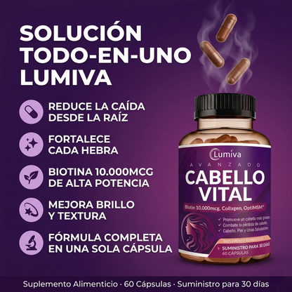 Lumiva Cabello Vital — Biotina 10.000mcg + Colágeno