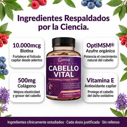 Lumiva Cabello Vital — Biotina 10.000mcg + Colágeno