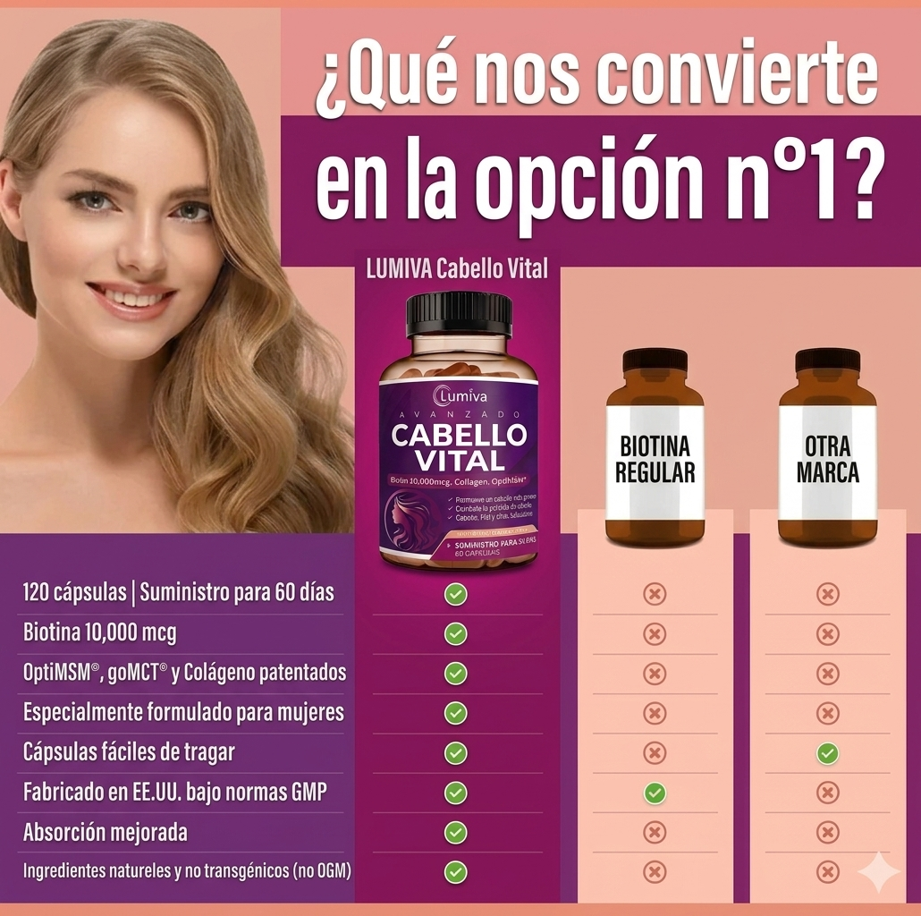 Lumiva Cabello Vital — Biotina 10.000mcg + Colágeno
